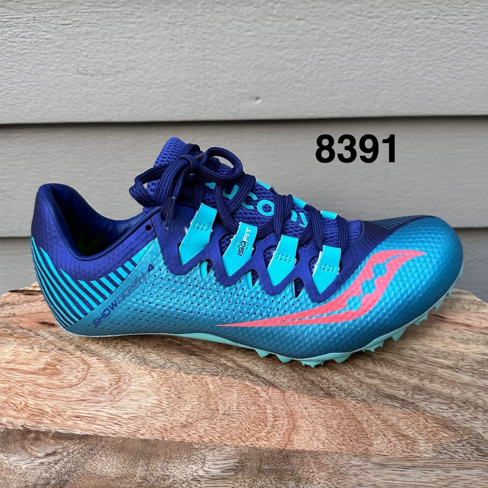 Saucony Showdown 4 Womens 8 Blue Teal Pink Track Field Sprint Spikes S19033-4